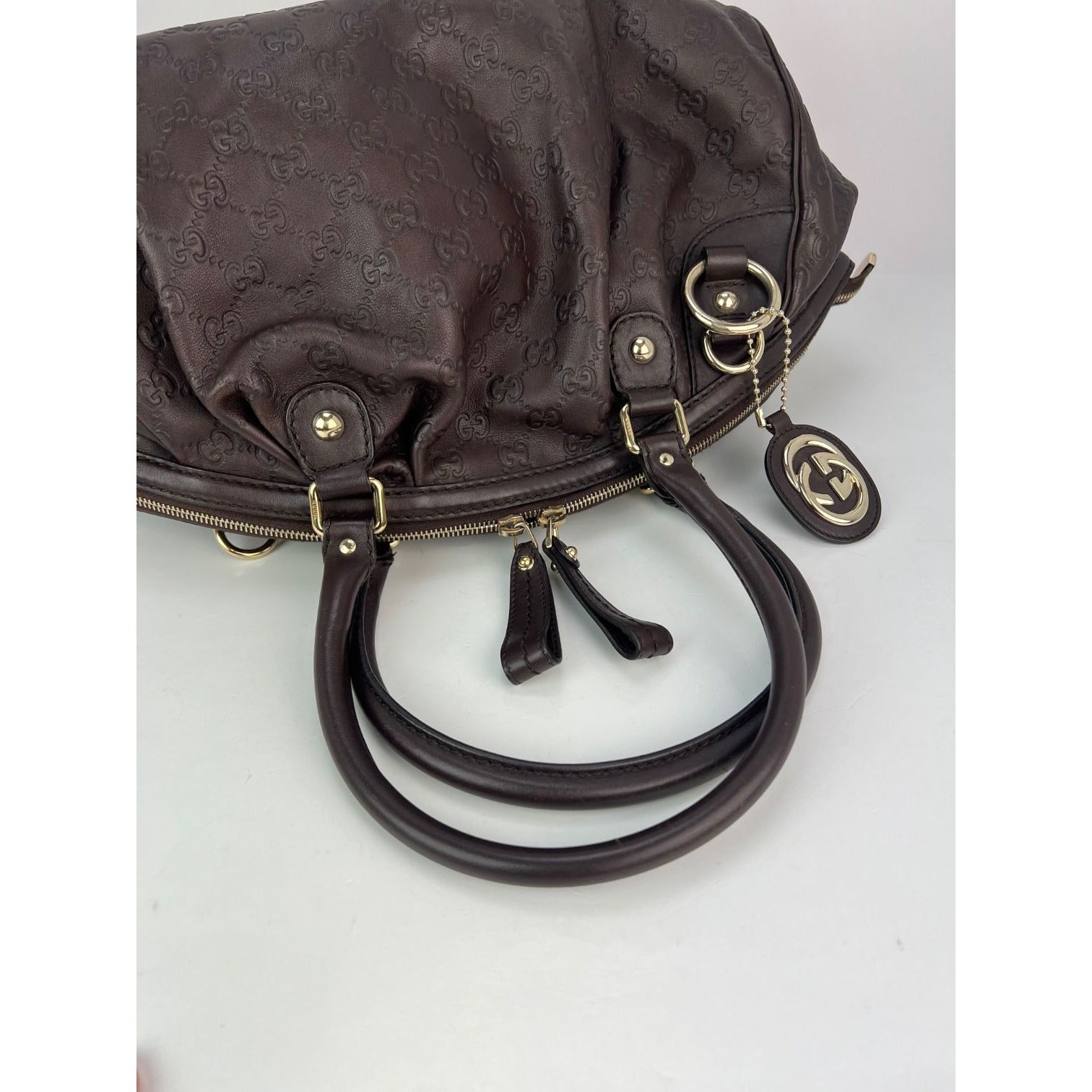 Túi đeo vai Gucci Sukey Medium Boston Guccissima Brown Leather