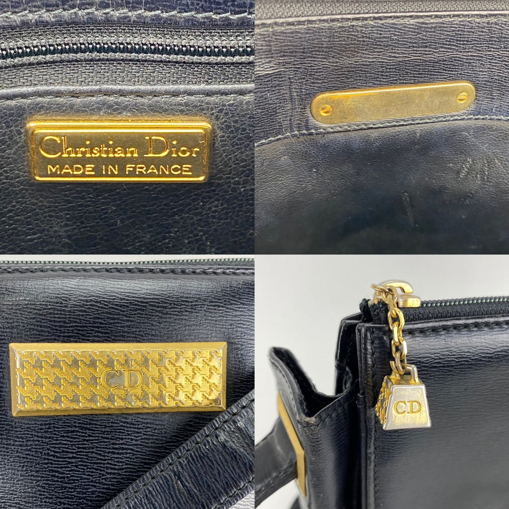 Túi đeo vai có thể điều chỉnh bằng da đen CHRISTIAN DIOR Hàng chính hãng đã qua sử dụng
