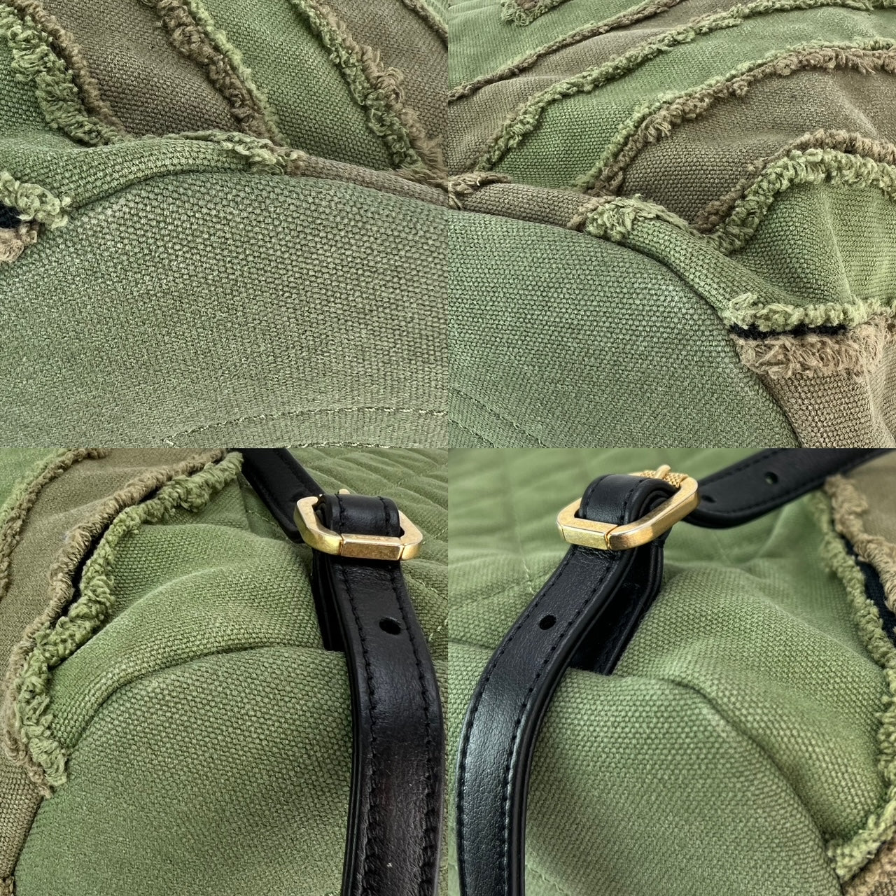 Balo CHANEL Canvas Chevron Cuba Patchwork Khaki Green Backpack Đã qua sử dụng