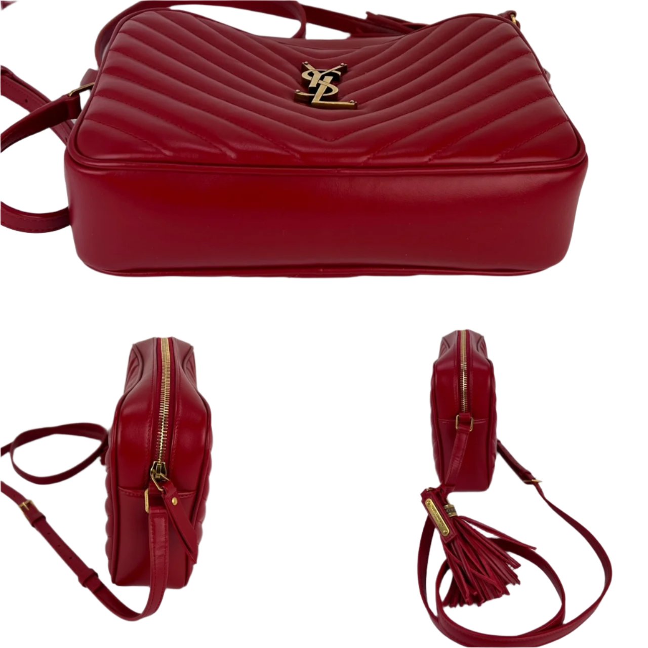 YVES SAINT LAURENT Matelasse Da bê Lou Camera Túi đeo chéo màu đỏ