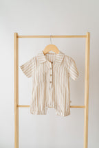 Tan Stripe Button Romper
