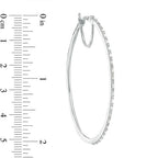 Zales 1/2 CT. T.W. Baguette and Round Diamond Alternating Hoop Earrings in 10K White Gold New