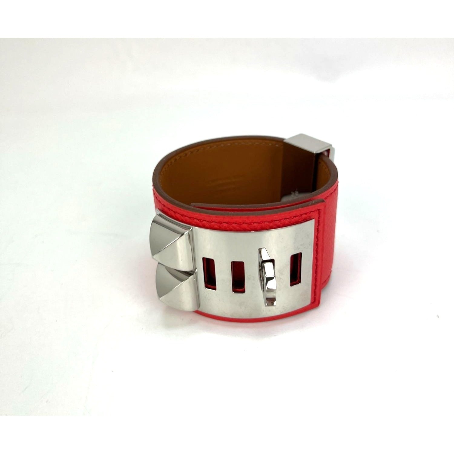 Hermes Leather COLLIER DE CHIEN CDC Rose Jaipur Epsom Bracelet
