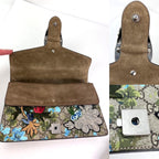Túi đeo vai Gucci GG Supreme Blooms thêu họa tiết Dionysus cỡ trung màu xanh lam nâu xám