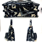 Túi đeo vai Fendi Peekaboo I see u bằng nhung in họa tiết cỡ trung màu đen xanh