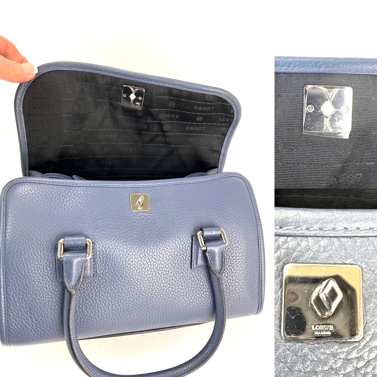 Túi đeo chéo Loewe Calfskin Leather Alamo 28 Blue