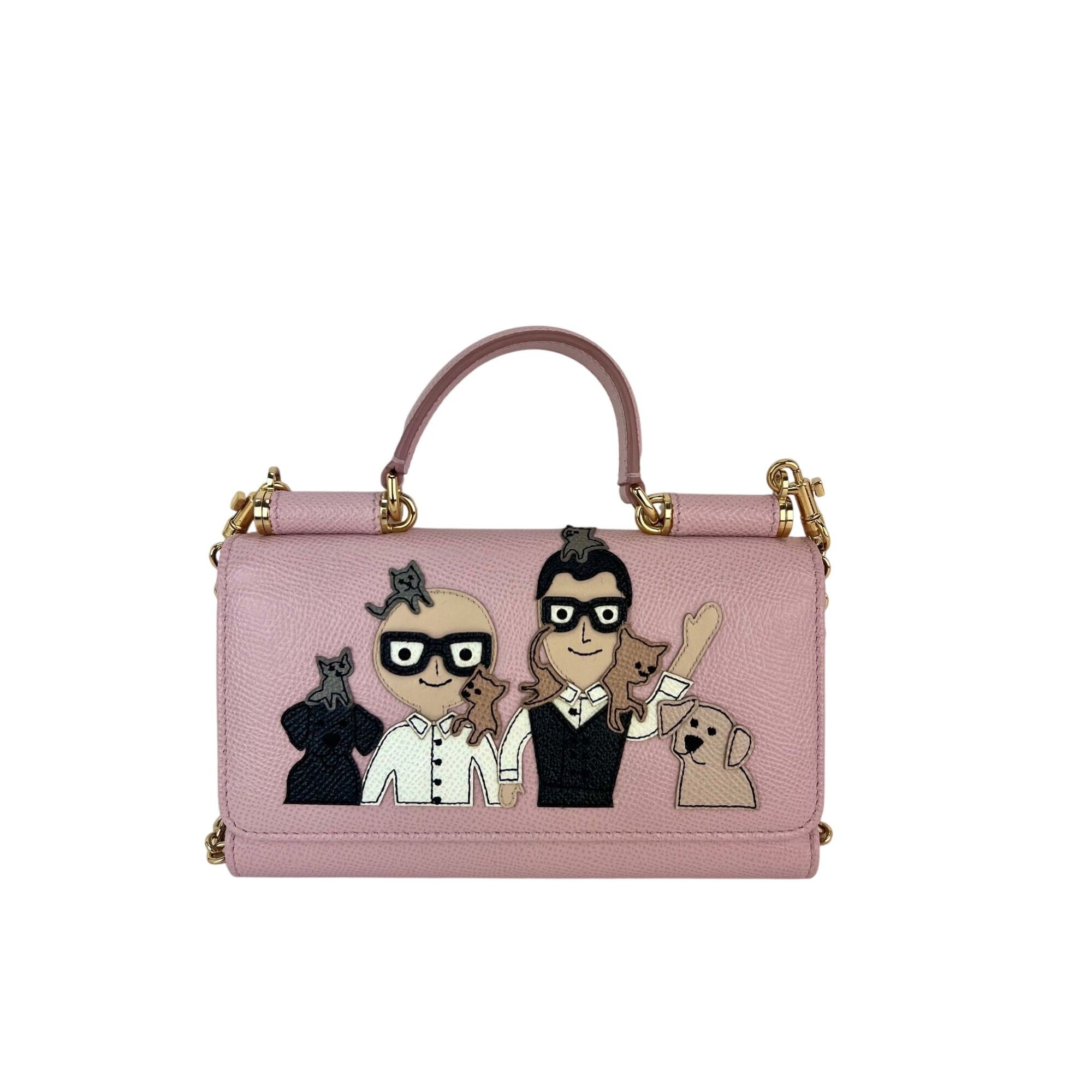 Túi xách tay Dolce Gabbana Túi điện thoại St Dauphine Cartoon Pink Wallet trên dây xích
