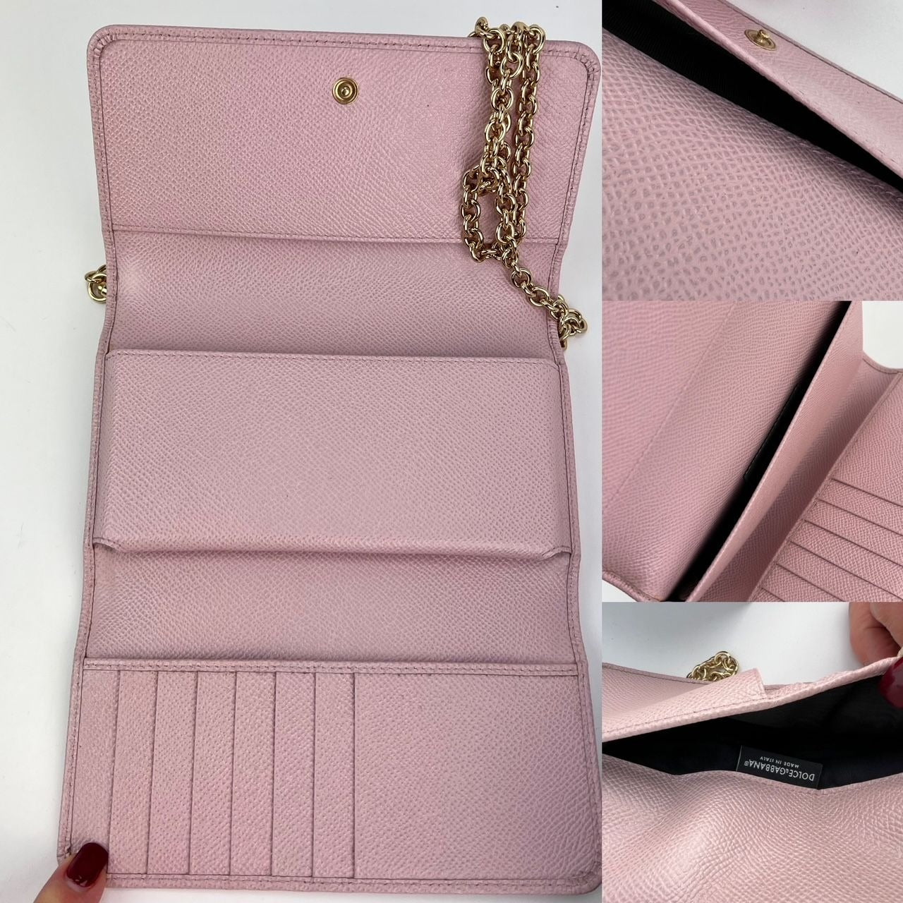Túi xách tay Dolce Gabbana Túi điện thoại St Dauphine Cartoon Pink Wallet trên dây xích