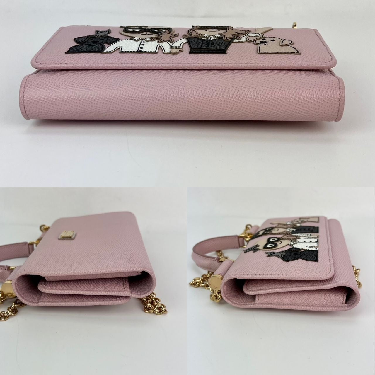 Túi xách tay Dolce Gabbana Túi điện thoại St Dauphine Cartoon Pink Wallet trên dây xích