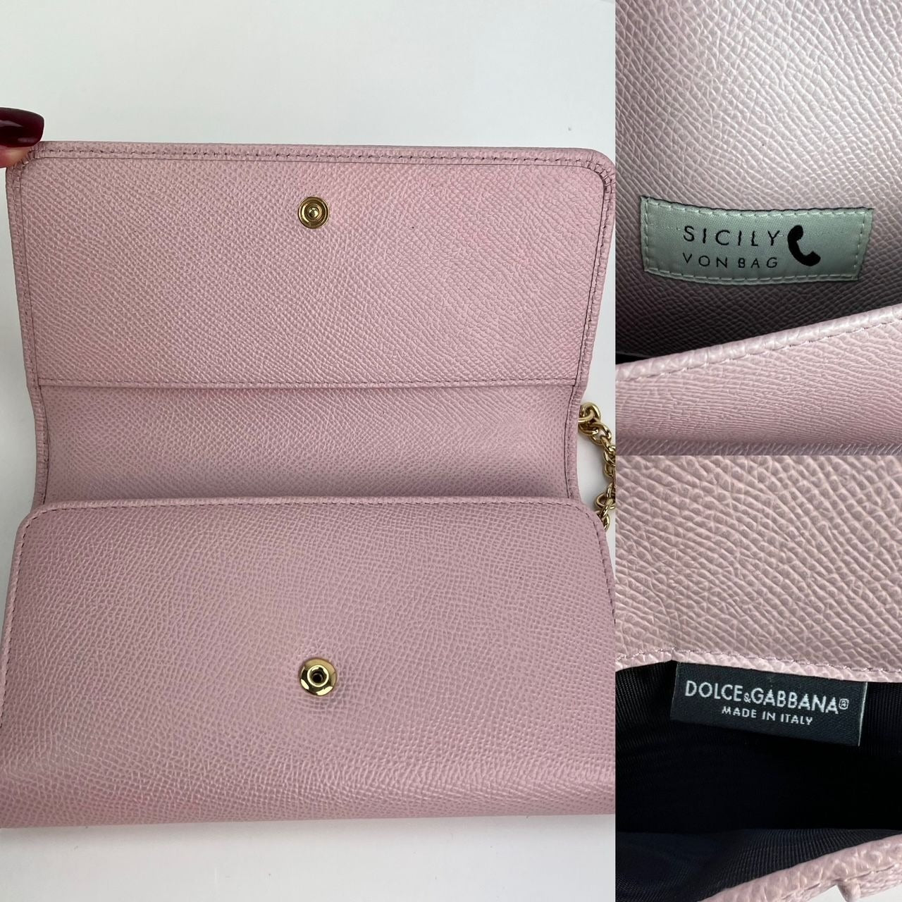 Túi xách tay Dolce Gabbana Túi điện thoại St Dauphine Cartoon Pink Wallet trên dây xích