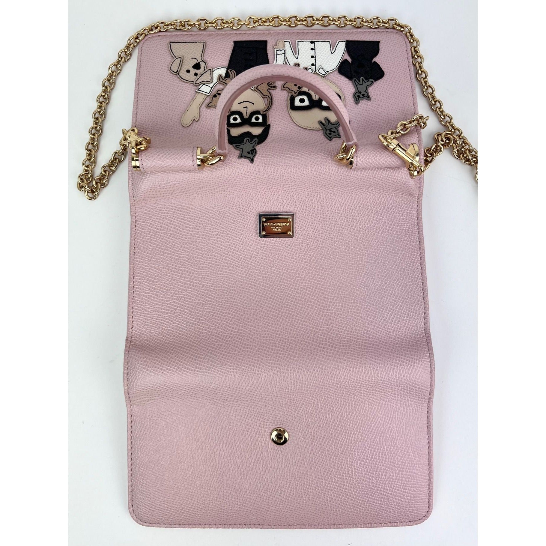 Túi xách tay Dolce Gabbana Túi điện thoại St Dauphine Cartoon Pink Wallet trên dây xích