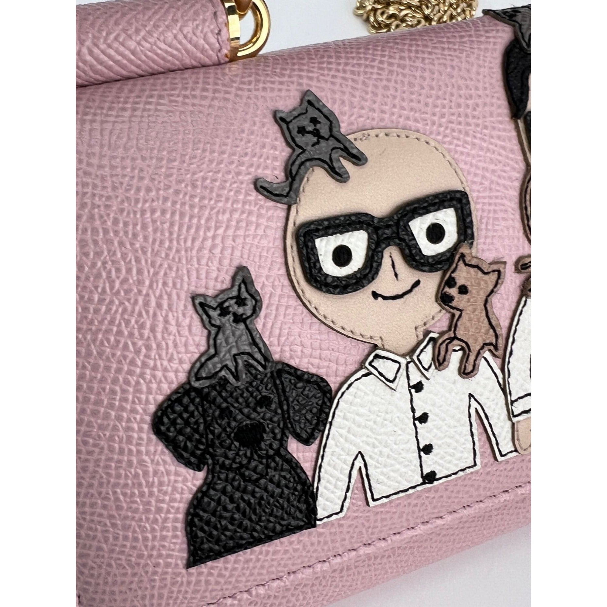 Túi xách tay Dolce Gabbana Túi điện thoại St Dauphine Cartoon Pink Wallet trên dây xích