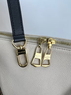 Louis Vuitton Monogram Braided V Tote MM White Leather Shoulder Hand Bag