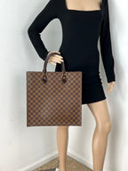 Louis Vuitton Sac Plat  Brown Damier Ebene Canvas Shopping Tote Bag