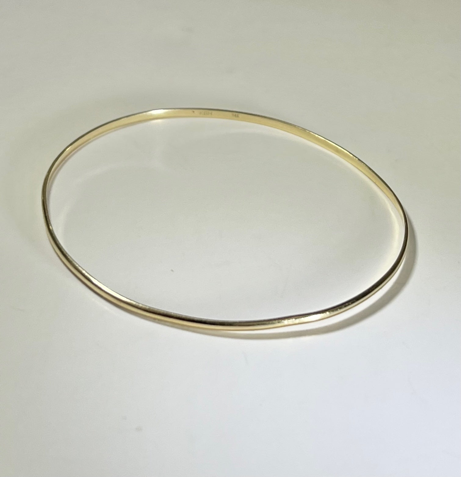 14K Yellow Gold KBH Reclaimed Skinny Bangle Bracelet Jewelry Authentic