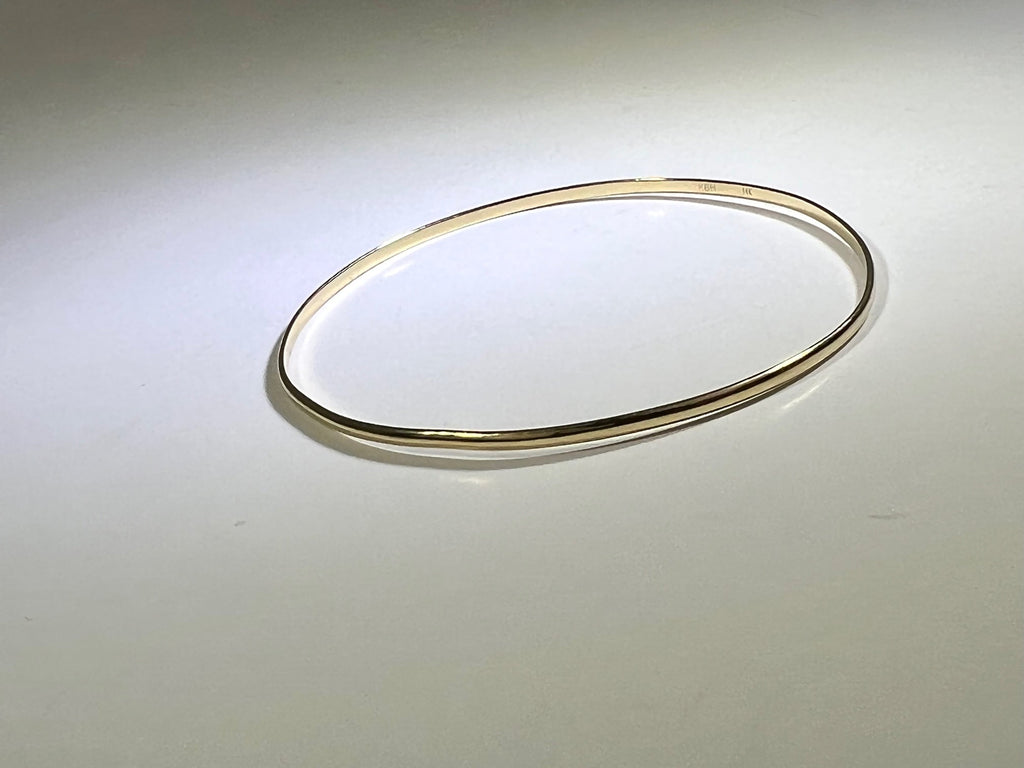 14K Yellow Gold KBH Reclaimed Skinny Bangle Bracelet Jewelry Authentic
