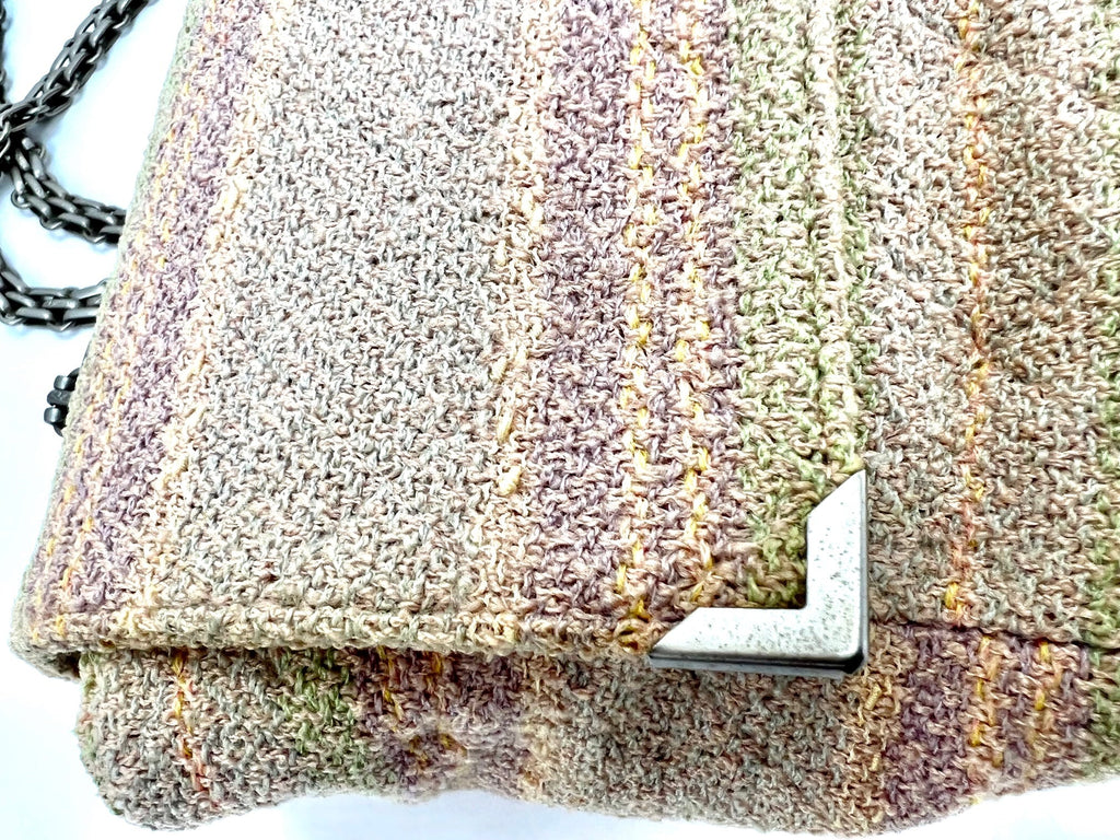 Túi đeo vai vải cotton tweed nhiều màu hồng Chanel 2.55 Reissue 225 nắp đơn
