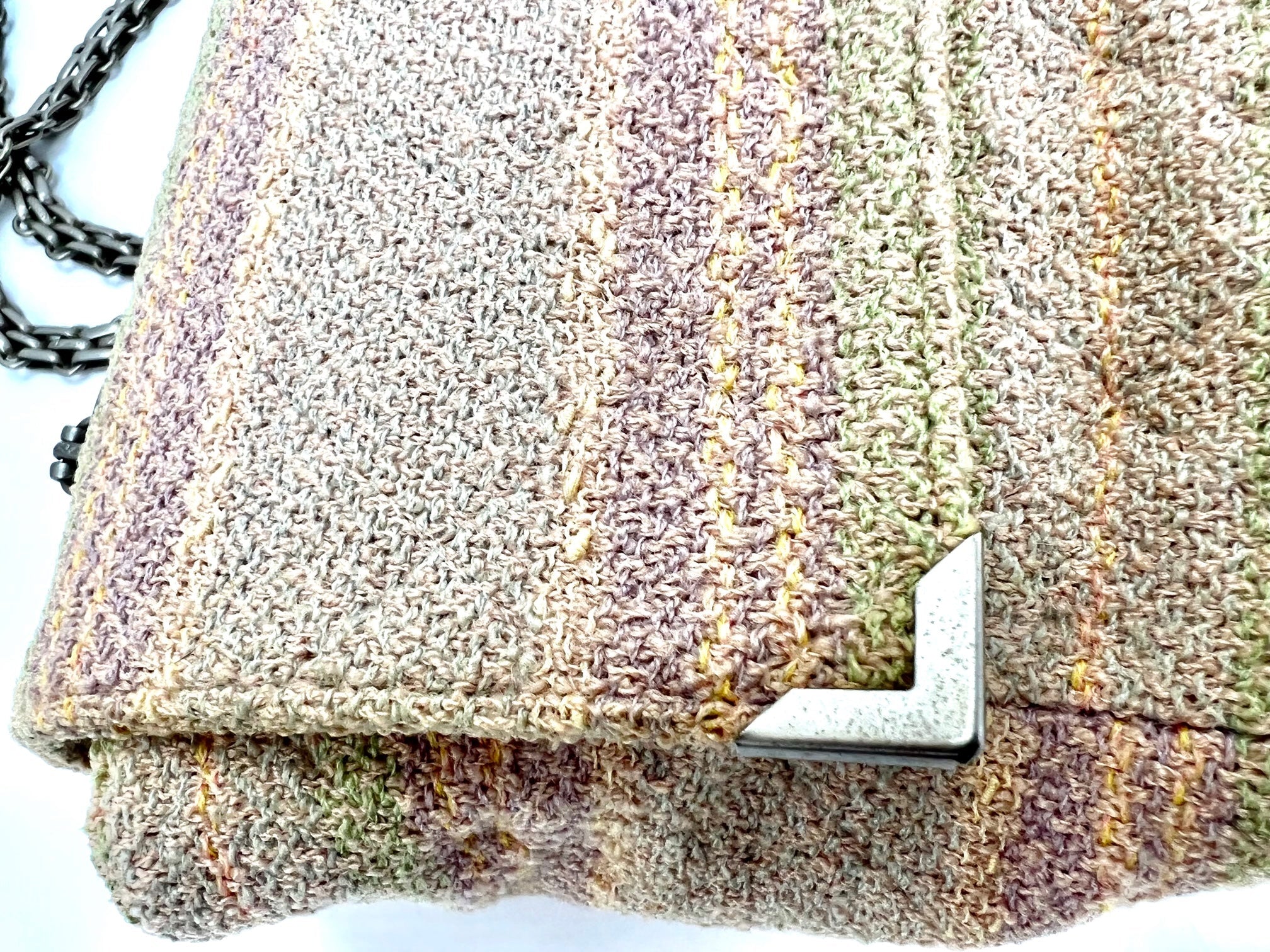 Túi đeo vai vải cotton tweed nhiều màu hồng Chanel 2.55 Reissue 225 nắp đơn