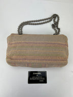 Túi đeo vai vải cotton tweed nhiều màu hồng Chanel 2.55 Reissue 225 nắp đơn