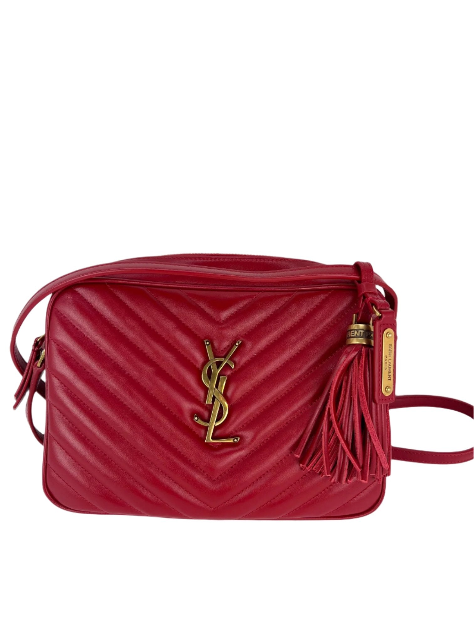 YVES SAINT LAURENT Matelasse Da bê Lou Camera Túi đeo chéo màu đỏ