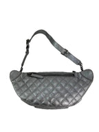 Túi đeo hông Chanel Metallic Dark Silver Calfskin Quilted Banana Fanny Pack