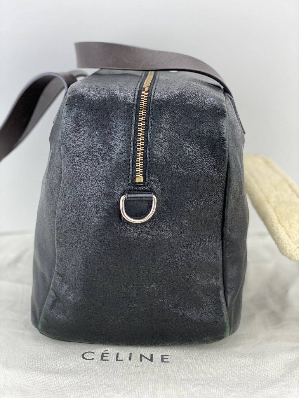 Celine Black Leather Handle Bag Vintage Briefcase messenger Bag