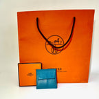 Ví đựng tiền xu Hermès Chevre Mysore Bastia Verso Teal Blue