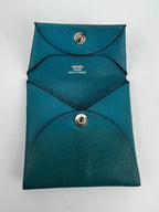 Ví đựng tiền xu Hermès Chevre Mysore Bastia Verso Teal Blue