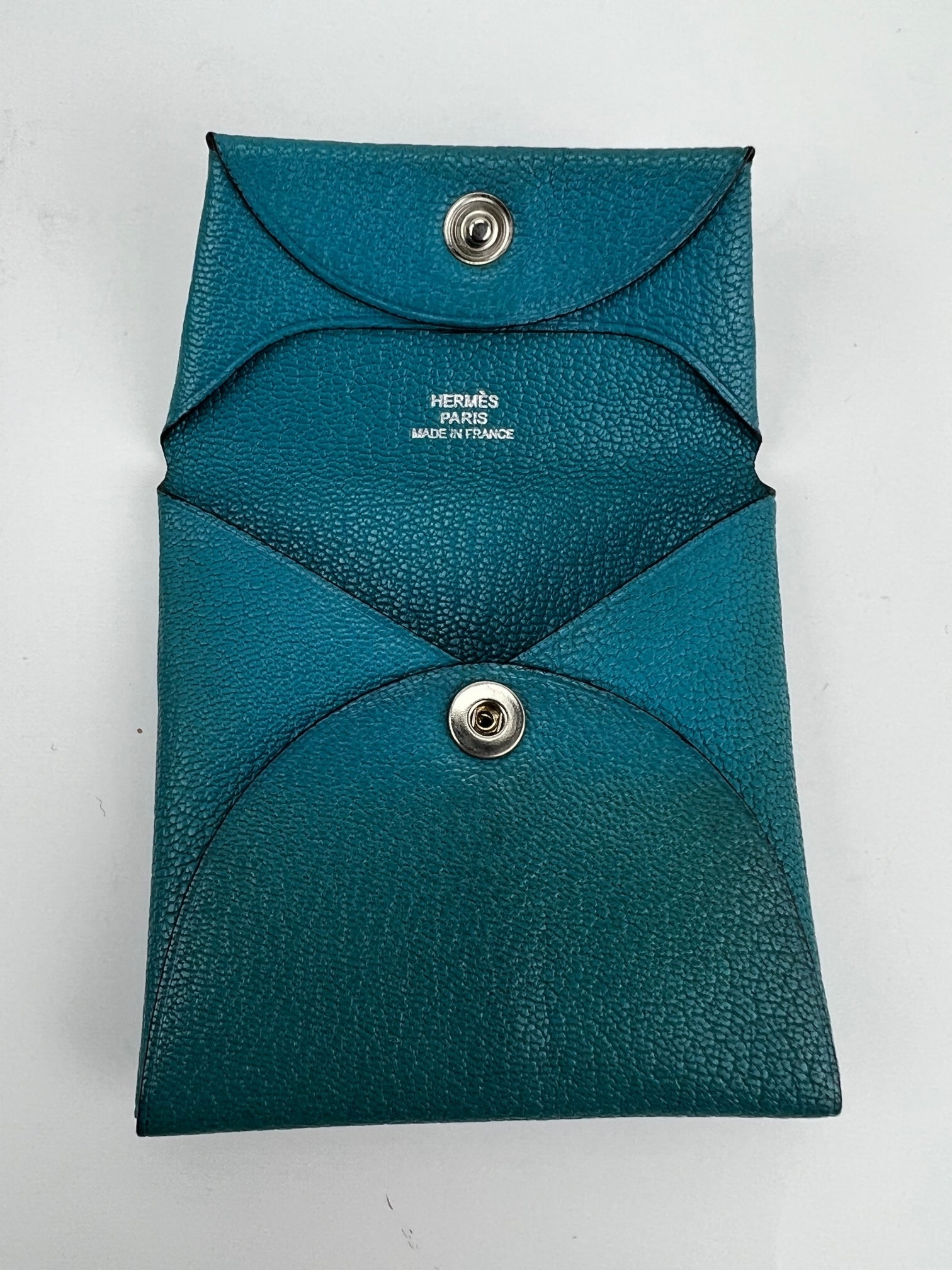 Hermès Chevre Mysore Bastia Verso Teal Blue Coin Purse