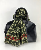 LOUIS VUITTON Green TAKASHI MURAKAMI Monogramouflage Shawl Stole Scarf