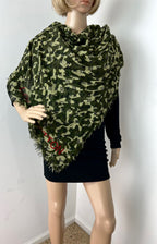 LOUIS VUITTON Green TAKASHI MURAKAMI Monogramouflage Shawl Stole Scarf