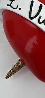Louis Vuitton Red Heart Ornament with Gold Glitter Sword Preowned