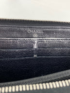 Ví cầm tay Chanel Perforated Silver Metallic Lambskin Quilted Zip Around