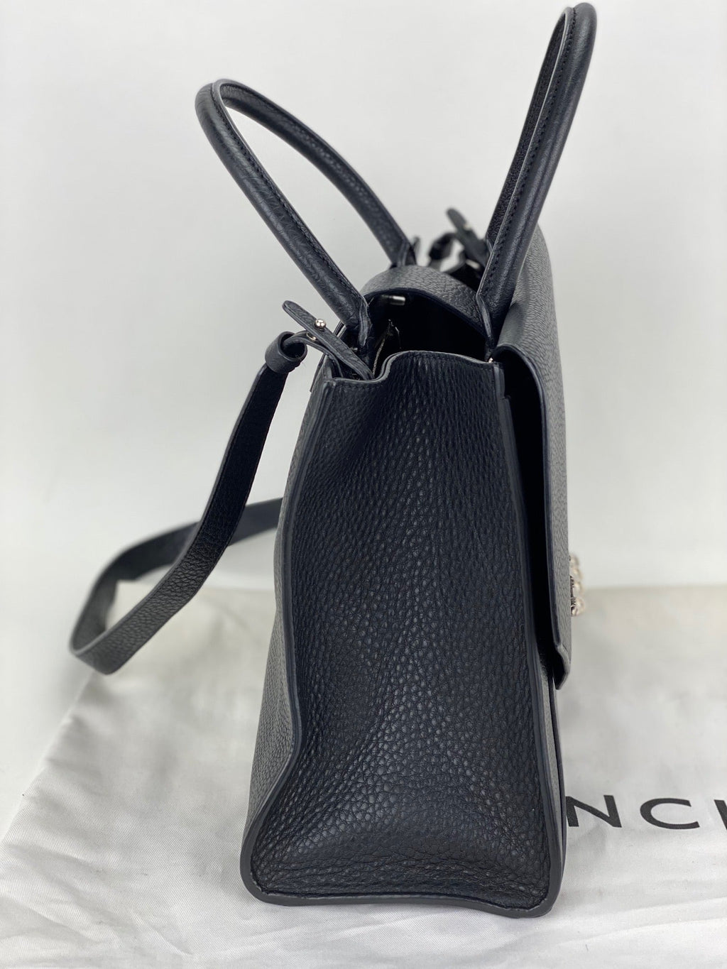 Givenchy Obsedia Medium Flap Black Pebbled Calfskin Satchel Hand Bag