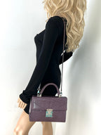 Túi đeo chéo Stalvey Top Handle 2.5 Alligator Lilac sang trọng độc quyền