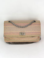 Túi đeo vai vải cotton tweed nhiều màu hồng Chanel 2.55 Reissue 225 nắp đơn