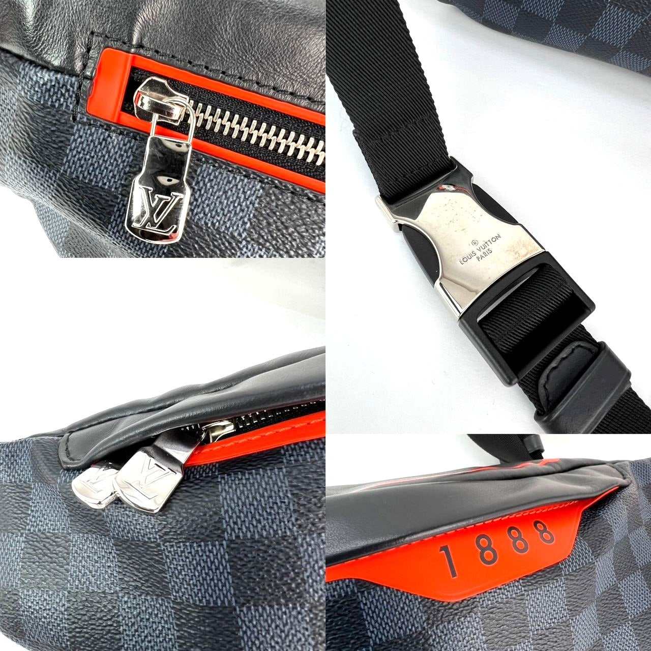 Túi đeo chéo Louis Vuitton Damier Colbart màu cam Race Discovery Bumbag