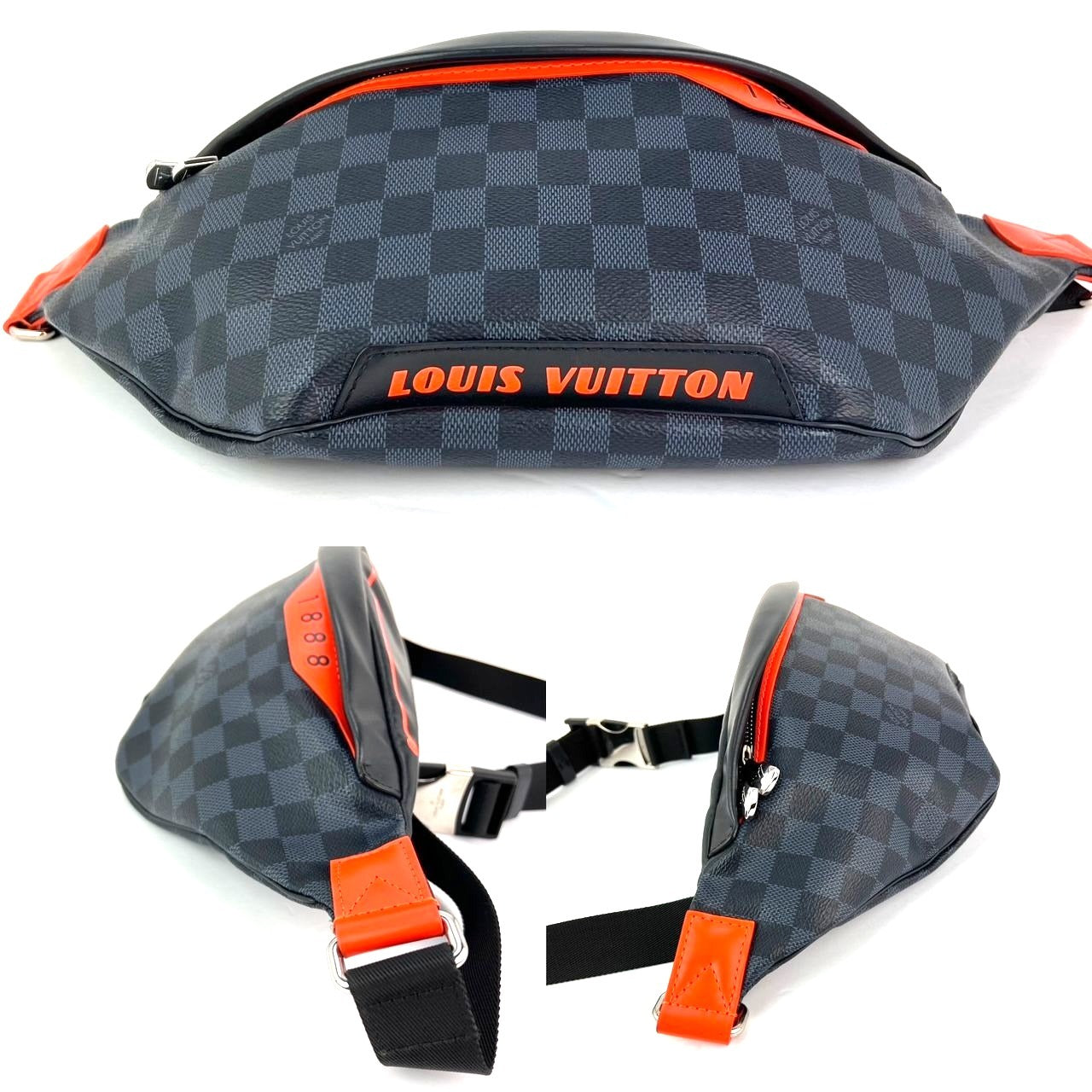 Túi đeo chéo Louis Vuitton Damier Colbart màu cam Race Discovery Bumbag