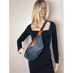Túi đeo chéo Louis Vuitton Damier Colbart màu cam Race Discovery Bumbag