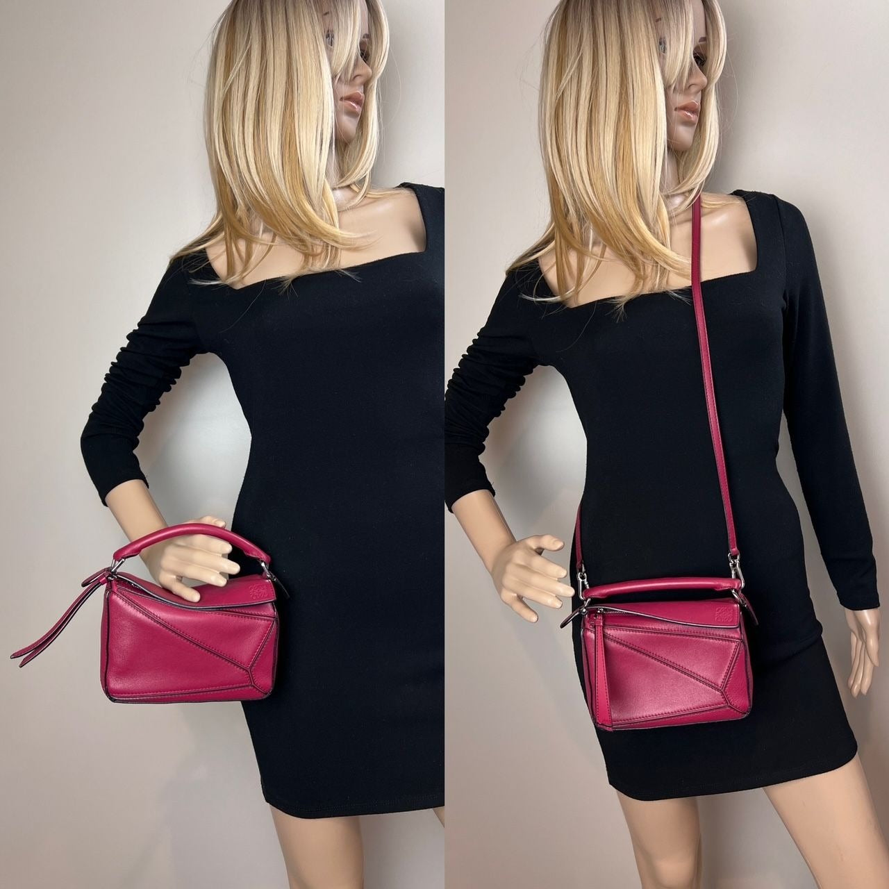 Túi xách đeo chéo Loewe Calfskin Mini Crimson Puzzle