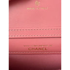 Chanel Tweed Quilted Mini Flap Pink Chain Waist Shoulder Bag