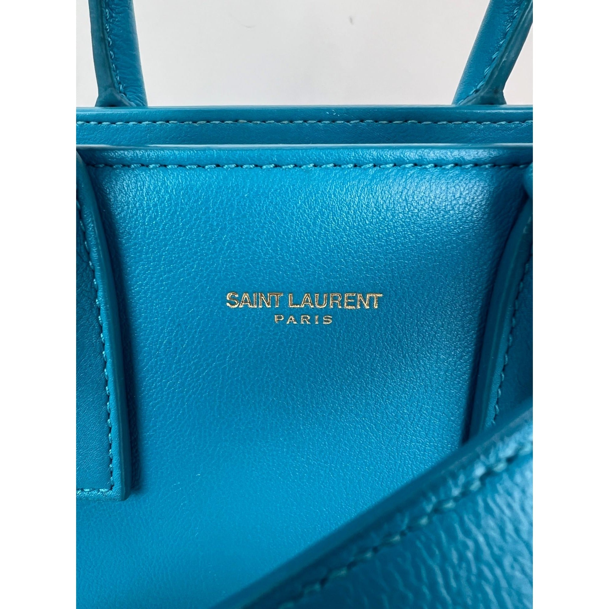 Túi đeo chéo da Saint Laurent Sac De Jour màu xanh