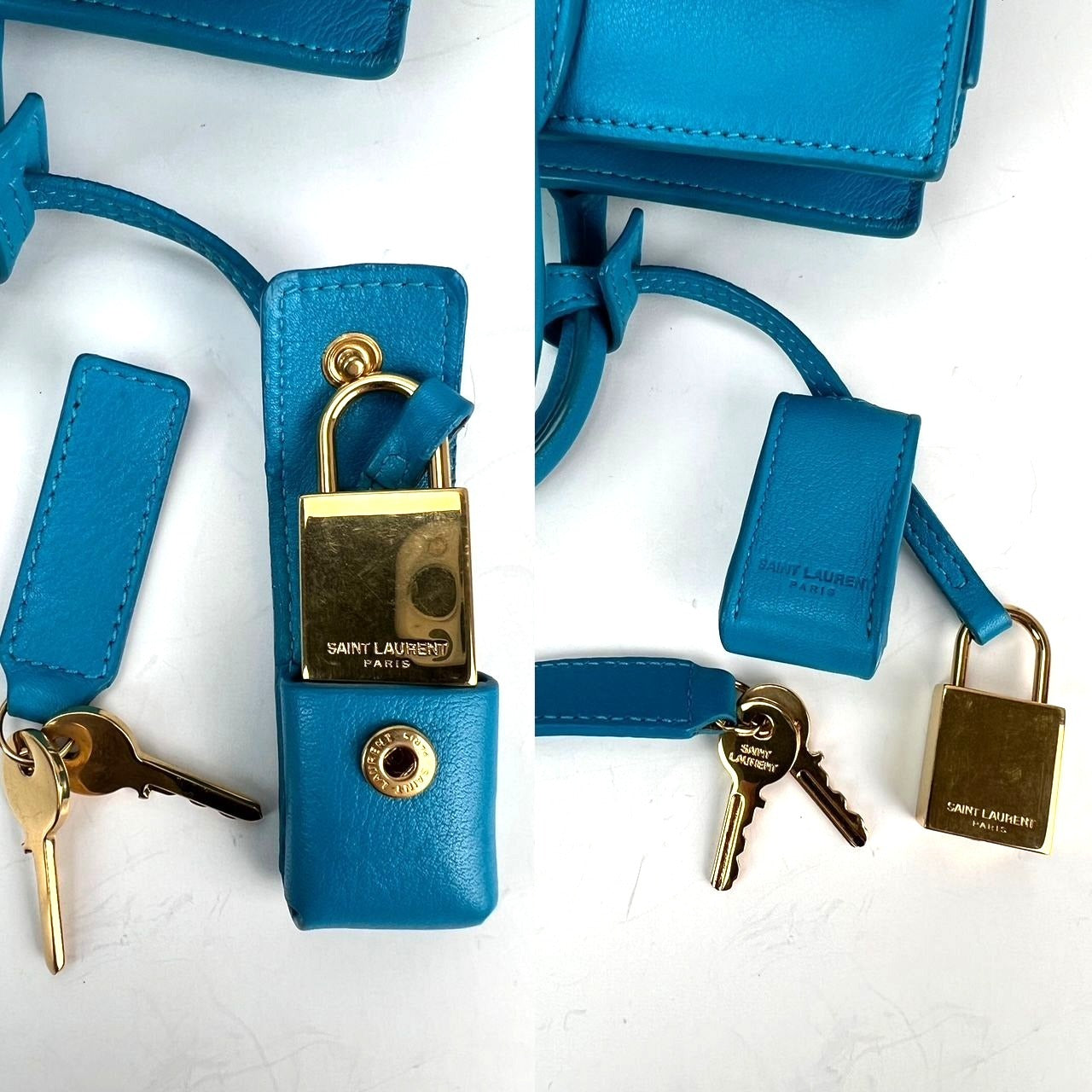 Túi đeo chéo da Saint Laurent Sac De Jour màu xanh