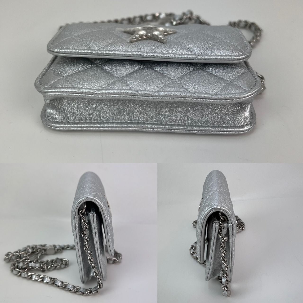 Túi đeo vai Chanel Metallic Goatskin Quilted Star Flap Waist Belt Shoulder Bag