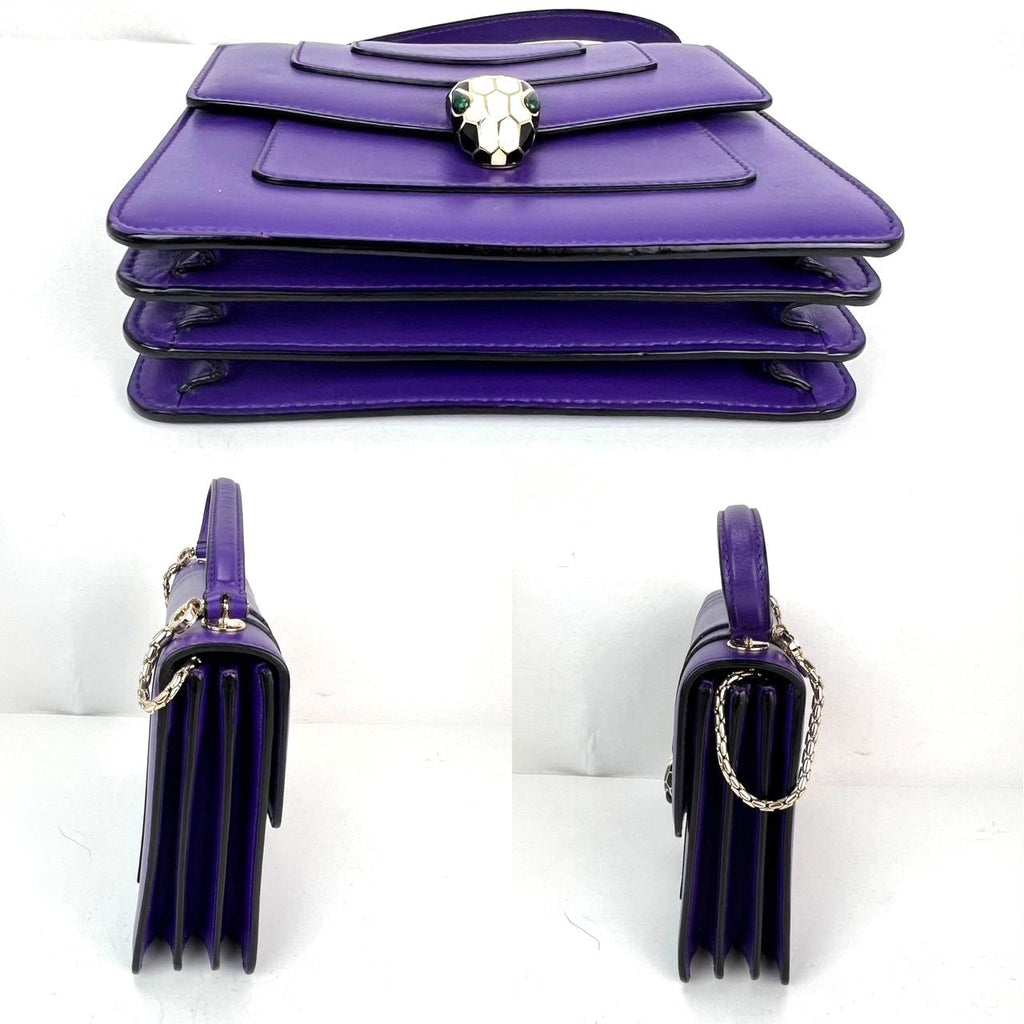 Bvlgari Calfskin Serpenti Forever Purple Top Handle Crossbody Bag