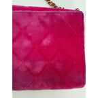 Ví cầm tay Chanel Velvet Quilted Timeless Fuchsia kèm túi xách xích