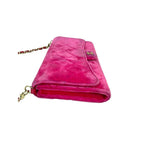 Ví cầm tay Chanel Velvet Quilted Timeless Fuchsia kèm túi xách xích