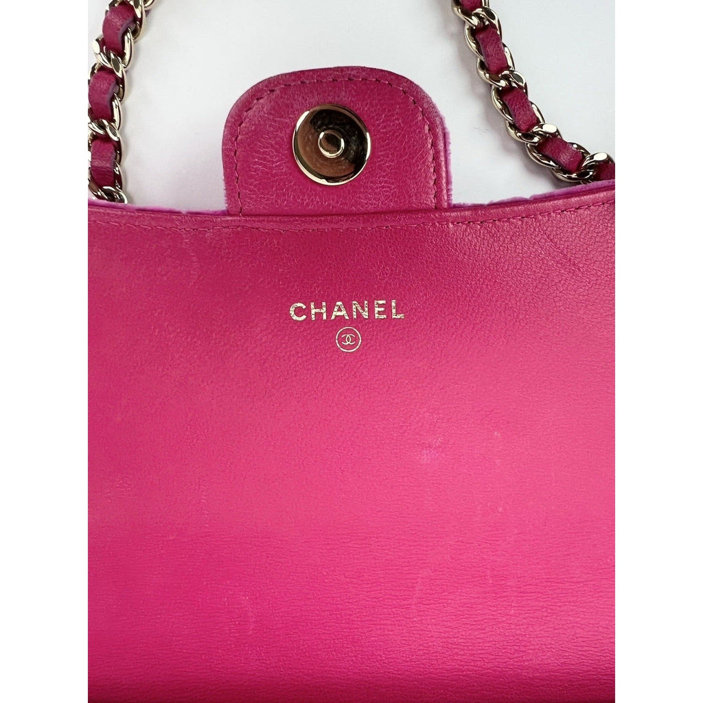 Ví cầm tay Chanel Velvet Quilted Timeless Fuchsia kèm túi xách xích