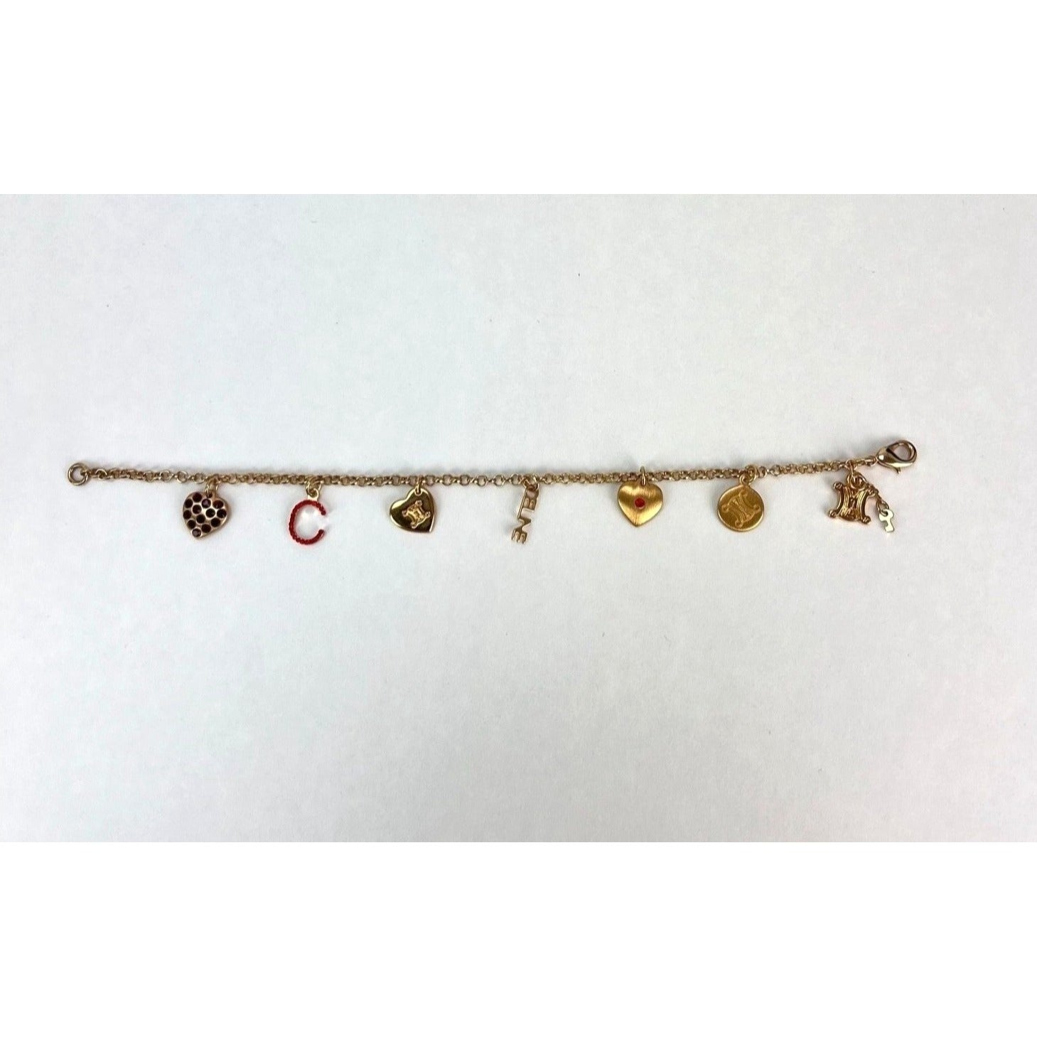 Celine Triomphe Gold metal Charm Bracelet