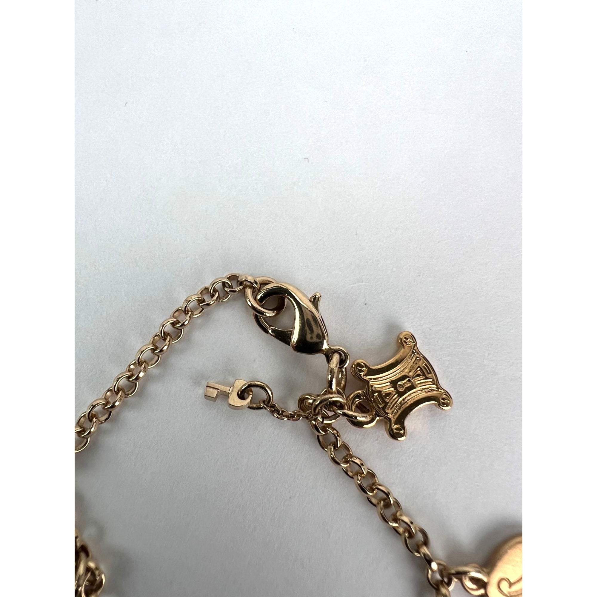 Celine Triomphe Gold metal Charm Bracelet